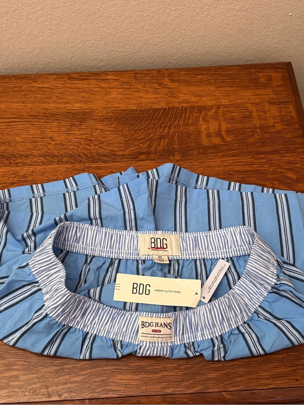 BDG Blue and White Vertical Stripe Boxer Shorts - Picture 6 of 6